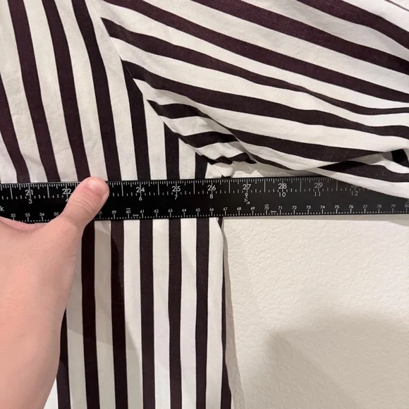 Boutique Oversized Boxy Bold Striped Button Down Coastal Minimalist Resort Retro - Picture 7 of 8